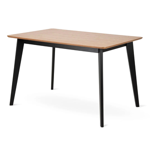 Table à manger rectangulaire moderne en bois avec pieds en métal, style scandinave, design mid-century, pour la maison, 4 places, structure stable - Product Image 1