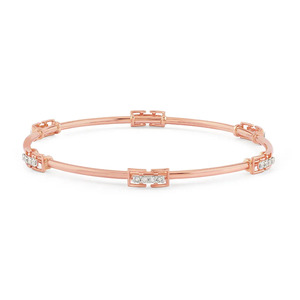 Interlocking Double-Circle Loop Diamond Link <b>Bangle</b> <b>Bracelet</b> - Product Image 3
