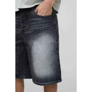 Shorts de Mezclilla para Mujer, Cintura Alta, Lavado a la Piedra, Corte Recto, Holgados, Estilo Vintage Casual de Verano, Color Negro y Gris - Product Image 5