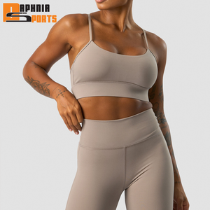 Conjunto Deportivo de Yoga para Mujer, de Alta Sujeción y Secado Rápido, en Spandex/Poliéster, con Sujetador Deportivo y Pantalones Cortos, Elástico en Cuatro Direcciones, Cuello en U, Ropa Deportiva para Gimnasio - Product Image 2