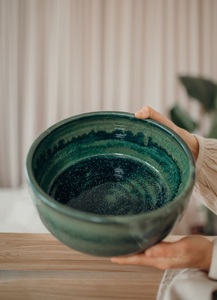 Tazón de cerámica de lujo para mezclar, con esmalte verde esmeralda, amplia capacidad, apto para alimentos, duradero, pieza distintiva para la cocina moderna. - Product Image 2