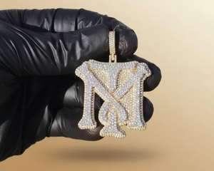 Pendentif Lettre Initiale Personnalisée en Argent Sterling 925 Plaqué Or avec Diamants Moissanite Effet Givré, Pendentif Bicolore 3D avec Nom Personnalisé pour Rapper - Product Image 3