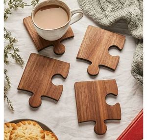 Everyday Use Wooden Coaster Set Round Heat Resistant Beverage Pad for Coffee Tea Mug Glass Anti Slip <b>Table</b> <b>Protection</b> Home Hotel - Product Image 1