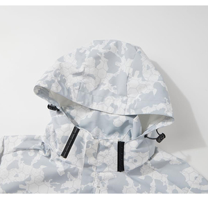Chaqueta Cortavientos Impermeable Ligera de Lona Blanca con Parches para Hombre, Chaqueta de Lluvia para Senderismo, Correr, Viajes, Secado Rápido - Product Image 3