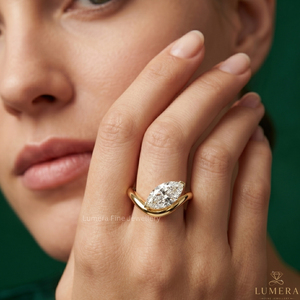 แหวนเพชรโมอิสซาไนต์ทรงมาร์คีส์สุดหรูสำหรับผู้หญิง แหวนทอง 14K แบบเปิดวงแหวนซ้อนกัน แหวนหมั้นแบบมินิมอล แหวนแต่งงานแบบโซลิแทร์ - Product Image 5