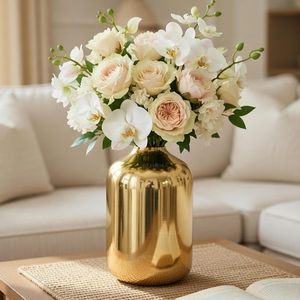 Golden Metal Eco-Friendly Customized Size Logo Modern Decorative Flower <b>Vase</b> Home Office Living Room Table Centerpiece Wedding - Product Image 2
