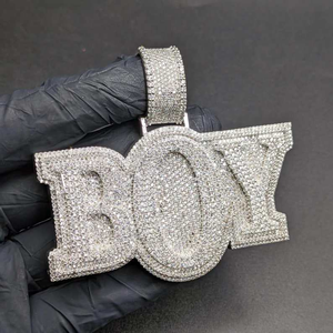 Colgante de Lujo con Diamante Moissanita para Hombre, Plata 925, Joyería Hip Hop Iced Out, Collar con Nombre Personalizado, Regalo Elegante y Distintivo para Hombre - Product Image 2