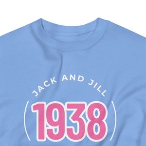 เสื้อพูลโอเวอร์คอกลมยูนิเซ็กซ์สีชมพู แจ็คแอนด์จิล ลายกราฟิกวงกลม JJ ปี 1938 ผ้าเนื้อนุ่ม แขนยาว สไตล์ลำลอง เสื้อผ้าสั่งทำขายส่ง - Product Image 3