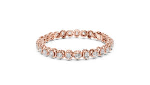 Rose <b>Gold</b> Oval Diamond Halo Tennis <b>Bracelet</b>, Lab Grown Oval Cut Eternity <b>Bracelet</b>, Luxury Diamond Jewelry for Women - Product Image 4