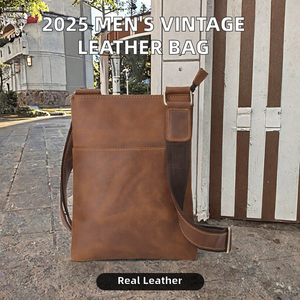 Bolso Bandolera de Cuero Genuino para Hombre, Estilo Casual, Color Marrón - Product Image 2
