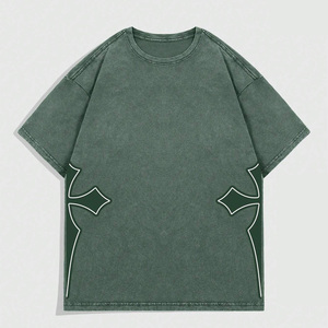 เสื้อยืดโอเวอร์ไซส์สไตล์วินเทจสำหรับผู้ชายและผู้หญิง ผ้าฝ้าย 100% ล้างสีแบบแอซิดวอช  สามารถปรับแต่งได้ เหมาะสำหรับใส่โลโก้ - Product Image 1