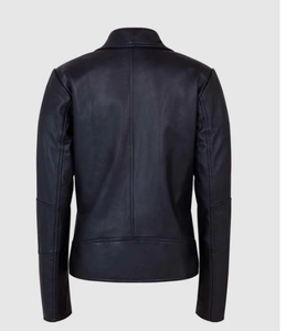 Chaqueta de cuero para mujer, color negro, piel de oveja, manga larga, chaqueta de cuero de moda para mujer, chaqueta de cuero de invierno. - Product Image 3