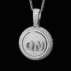 Colgante de Letras de Moissanita para Hombre, Moderno, Chapado en Oro Rosa/Plata, Plata 925, Joyería Hip Hop Personalizada, Giratorio, Luxira - Product Image 4