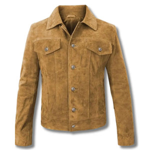 Cozy Fit <b>Suede</b> Leather <b>Jacket</b> Lightweight Casual Style <b>Suede</b> Leather <b>Jacket</b> Smooth Surface With Stylish Look - Product Image 4