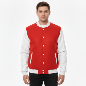 Veste bomber de baseball sur mesure en tricot de qualité supérieure, coupe ajustée, manches longues, fermeture à boutons - Product Image 3
