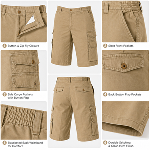 Shorts cargo de sport respirants pour hommes, vêtements de course, entraînement en salle de sport, logo personnalisé, shorts cargo multi-poches - Product Image 3