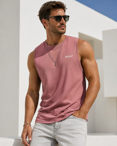 MIAZ Men's <b>Black</b> Sleeveless <b>Tank</b> <b>Top</b> O-Neck Quick Dry Breathable Polyester/Cotton Solid Color Sporty Fit Custom Digital Printing - Product Image 3
