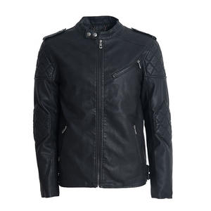 Nueva tendencia de moda, abrigo con parches, chaqueta de PU para hombre, estilo motociclista, precio al por mayor - Product Image 1