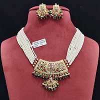 Parure de bijoux vintage ethnique en cuivre plaqué, forme cœur, avec cristaux, strass et perles d'imitation, collier de mariage pour femme