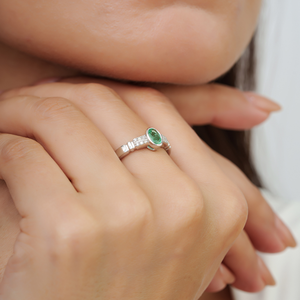 Hot Selling 925 Sterling <b>Silver</b> Single Stone Natural <b>Emerald</b> & Diamond Fine <b>Ring</b> Jewelry For Women May Birthstone Daily Wear - Product Image 4