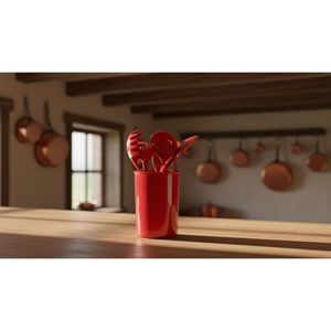 Set di 6 Utensili da Cucina Resistenti al Calore con Portautensili, Spatola, Cucchiaio Forato, Mestolo, Senza BPA, con Accessorio da Bancone - Product Image 4