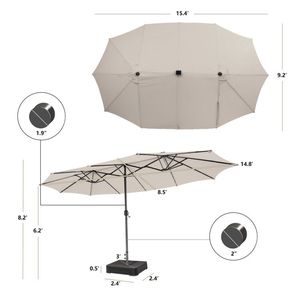15 Feet Double Sided Patio Umbrella with 48 LED <b>Lights</b> Elegant Outdoor Furniture <b>Accessory</b> - Product Image 4