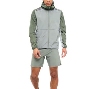Customizable Men's Jogging Suit Patchwork Color Contrast Oversized Windbreaker Shorts Jacket Set Wholesale Fashion - Product Image 1