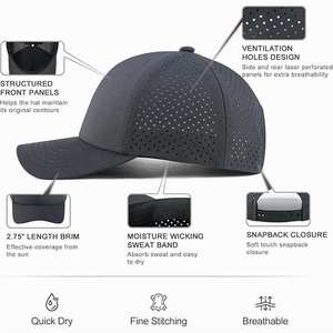 Casquette de baseball personnalisée de haute qualité, respirante et perforée, chapeau décontracté, casquette minimaliste de couleur unie pour usage quotidien, casquette à trous découpés au laser - Product Image 4