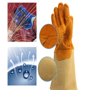 Guantes de Soldadura de Cuero Personalizados con Puño Largo, Protección Contra Llamas y Calor, Guantes de Seguridad Industriales Resistentes para Soldador, Bolsas y Estuches LWG-0041 - Product Image 3