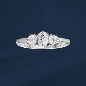 Bague de fiançailles pour femme en platine PT950 avec diamants ovales de laboratoire certifiés IGI, style classique - Product Image 2