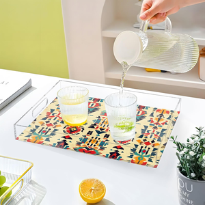 Awesome Print Acrylic Serving Tray Custom Transparent Acrylic Serving Tray With Cut Handle For Hotel & Parties <b>Table</b> Use - Product Image 1
