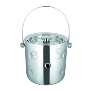 Wholesale Stainless Steel Double Wall Dotted Ice Bucket with Lid for <b>Serving</b> for Champagne or Beer - Product Image 1