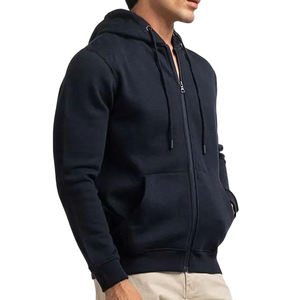 Sudadera con capucha y cremallera de algodón para hombre, de manga larga, lisa, cálida, de invierno, con forro polar - Product Image 3