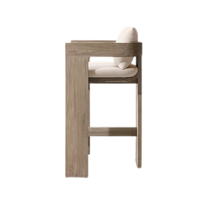 Silla de Bar Moderna de Lujo para Exteriores, Fabricada en Madera de Teca Sólida, con Asiento Acolchado y Respaldo Curvo, para Uso en Bares, Hoteles y Restaurantes - Product Image 3