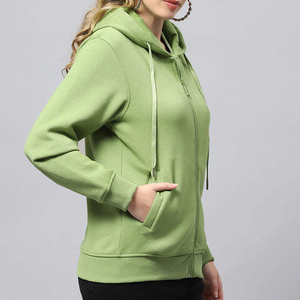 Sudaderas con Capucha y Cremallera para Mujer, Color Sólido, Manga Larga, Tejido de Algodón Transpirable, Estilo Regular Fit - Product Image 2