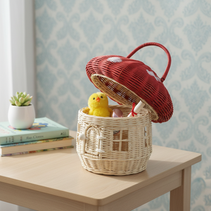 ตะกร้าหวายรูปเห็ดทำมือจากเวียดนาม ตะกร้าเก็บของสานธรรมชาติสำหรับตกแต่งห้องเด็กและจัดระเบียบ ขายส่ง - Product Image 4