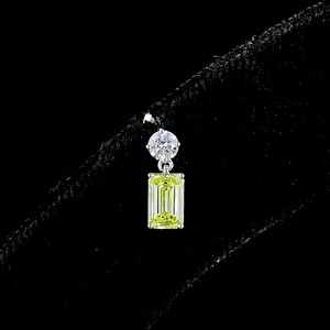 Boucles d'oreilles pendantes en émeraude jaune vif cultivée en laboratoire, certifiées IGI, avec diamant rond, or 10K 14K 18K, bijoux fins - Product Image 3