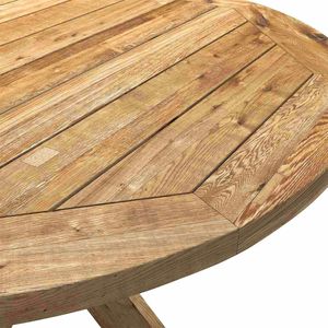 Modern Natural Solid Teak Round Dining <b>Table</b> 150cm Outdoor Garden Furniture with <b>Table</b> <b>Top</b> for 6 Persons - Product Image 5