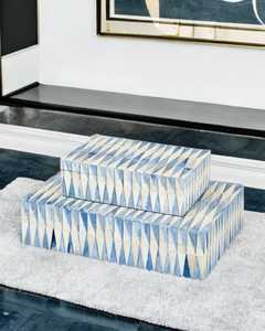 Sophisticated Handmade Bone Inlay Storage Box Abstract <b>Black</b> & White Wooden Jewelry Organizer for <b>Dressing</b> <b>Table</b>, Bedroom, - Product Image 2