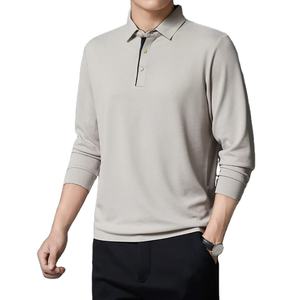 Nueva Camisa Polo de Manga Larga para Hombre, Estilo Casual Elegante, 100% Algodón, Cierre de Botones, Elástica - Product Image 1