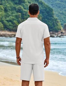 Ensemble 2 pièces d'été pour homme, style streetwear, délavé à l'acide, respirant, sans manches, chemise et short, personnalisable par le fabricant, OEM ODM Marque Privée - Product Image 5