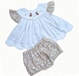 Robe pour filles en coton respirant avec nœuds français faits à la main, col chemise, tenue printemps-été pour filles - Product Image 6