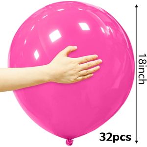 32pcs Hot Pink 18-Inch <b>Round</b> Large Latex Party <b>Balloons</b> for Birthday and Wedding Decorations - Product Image 3