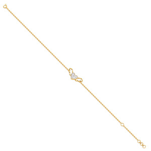 Bracelet en forme de cœur avec ailes d'ange et diamants, chaîne en or jaune et design romantique d'ailes ouvertes au centre - Product Image 4