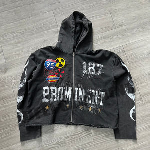 Survêtement de fabricant, pantalon de survêtement, ensemble de survêtement en molleton délavé à l'acide, fermeture éclair, impression DTG, lavage vintage personnalisé, haute qualité pour homme - Product Image 3