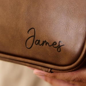 Custom High End Genuine <b>Leather</b> <b>Toiletry</b> <b>Bag</b> Luxury Travel Dopp Kit <b>Men</b> Vintage Shaving Wash Cosmetic Case LYG-0146 - Product Image 3
