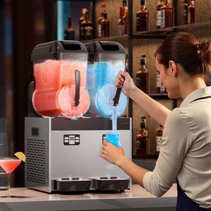 Macchina per Slushy Commerciale a Doppio Serbatoio 12Lx2 in Acciaio Inox, Dispenser da 96 Bicchieri per Margarita Ghiacciata e Bevande Smoothie - Product Image 3