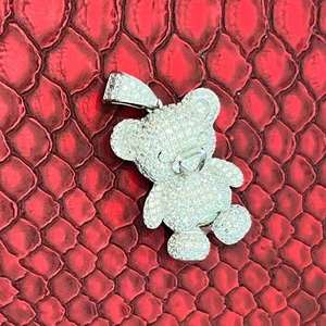 Pendentif personnalisé Ours glacé avec nom en argent sterling S925, Moissanite VVS, Bijoux Hip Hop, Testeur de diamant inclus, Charme raffiné certifié GRA - Product Image 5