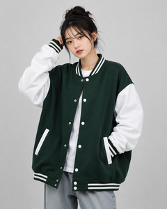 Chaqueta Varsity Personalizada Premium para Mujer, Chaqueta Bomber de Béisbol Universitaria Bordada, Ropa Casual Transpirable de Moda Urbana - Product Image 4
