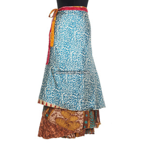 <b>Full</b> <b>Length</b> Jaipur Style Wraps <b>Skirt</b> 2 Layer Reversible Magic Silk Saris Wrap Long <b>Skirt</b> Silk Fabric Printed Magic Wrap 38 Inch - Product Image 5